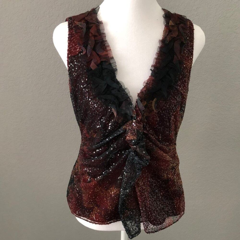 Elie Tahari for Nordstrom Sequin Evening Vest Women's Size Small  Burgundy